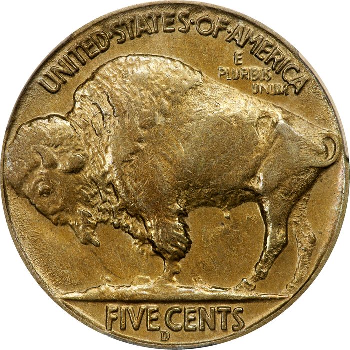 1937-D 3 Legs Buffalo Nickel (5c) Reverse Image