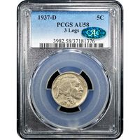 1937-D 3 Legs Buffalo Nickel (5c) Obverse Image
