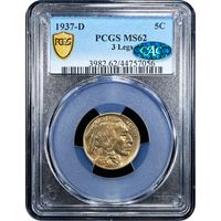 1937-D 3 Legs Buffalo Nickel (5c) Obverse Image