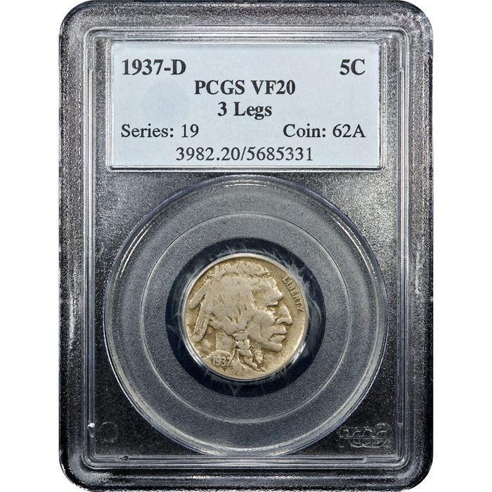 1937-D 3 Legs Buffalo Nickel (5c) Obverse Image