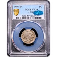 1937-D 3 Legs Buffalo Nickel (5c) Obverse Image
