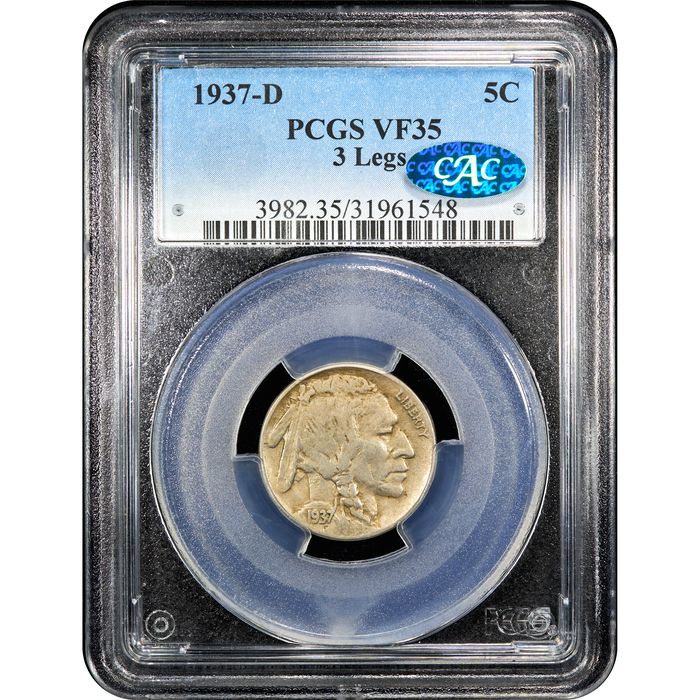 1937-D 3 Legs Buffalo Nickel (5c) Obverse Slab Image