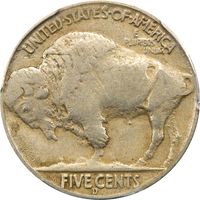 1937-D 3 Legs Buffalo Nickel (5c) Reverse Image