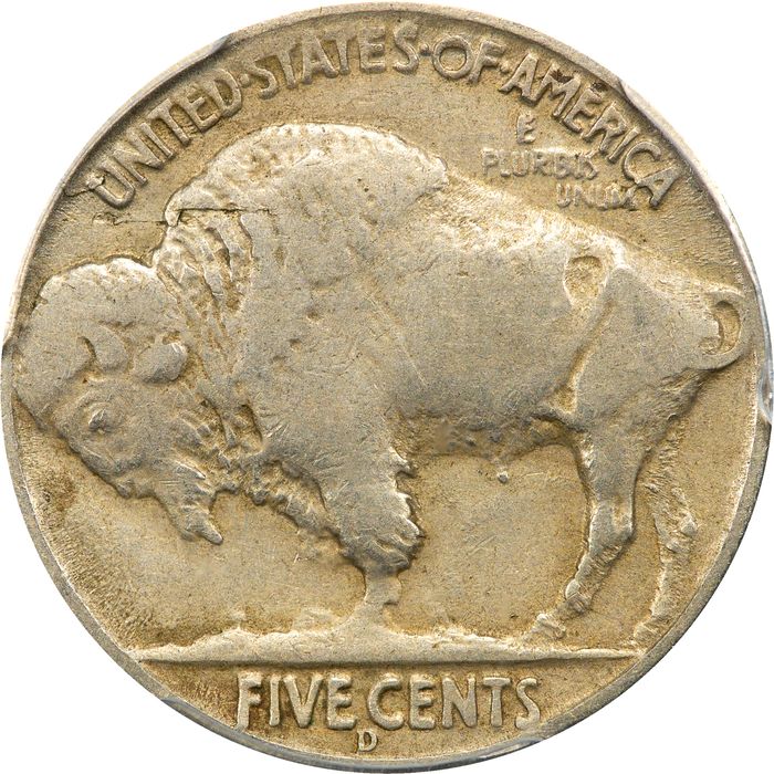 1937-D 3 Legs Buffalo Nickel (5c) Reverse Image