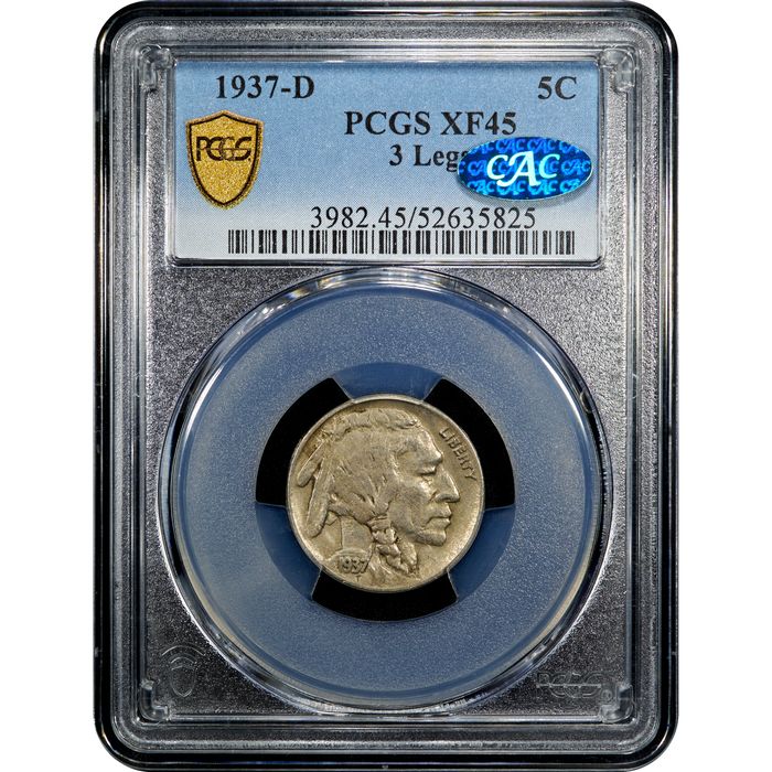 1937-D 3 Legs Buffalo Nickel (5c) Obverse Slab Image