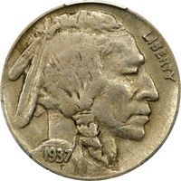 1937-D 3 Legs Buffalo Nickel (5c) Obverse Image