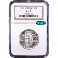 1937-D Oregon Commemorative Half Dollar (50c) Obverse Slab Image