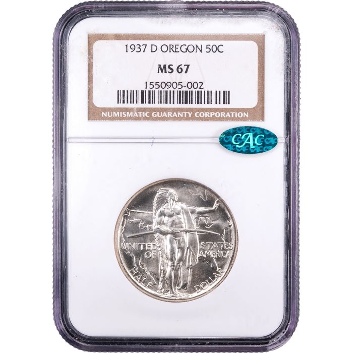 1937-D Oregon Commemorative Half Dollar (50c) Obverse Slab Image