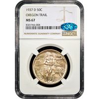 1937-D Oregon Commemorative Half Dollar (50c) Obverse Slab Image