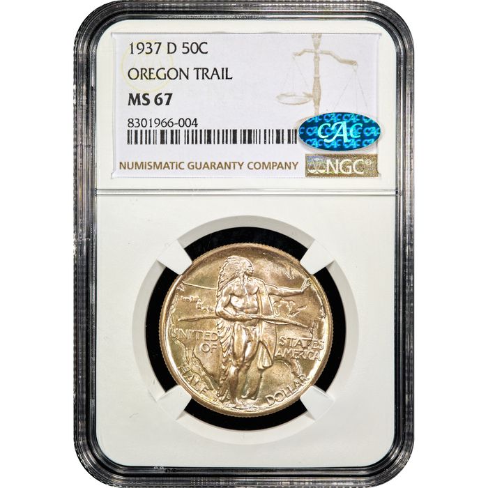 1937-D Oregon Commemorative Half Dollar (50c) Obverse Slab Image