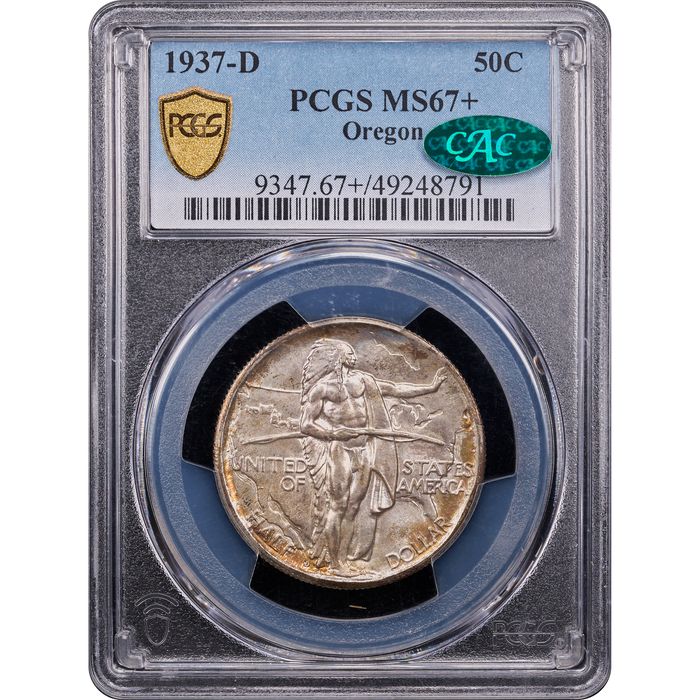 1937-D Oregon Commemorative Half Dollar (50c) Obverse Slab Image