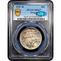 1937-D Oregon Commemorative Half Dollar (50c) Obverse Slab Image