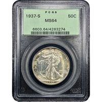 1937-S Walking Liberty Half Dollar (50c) OGH Obverse Slab Image