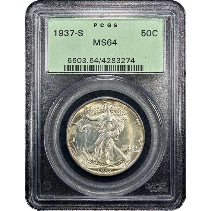 1937-S Walking Liberty Half Dollar (50c) OGH Obverse Slab Image