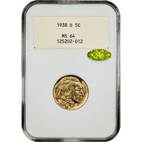 1938-D Buffalo Nickel (5c) White Label Obverse Slab Image