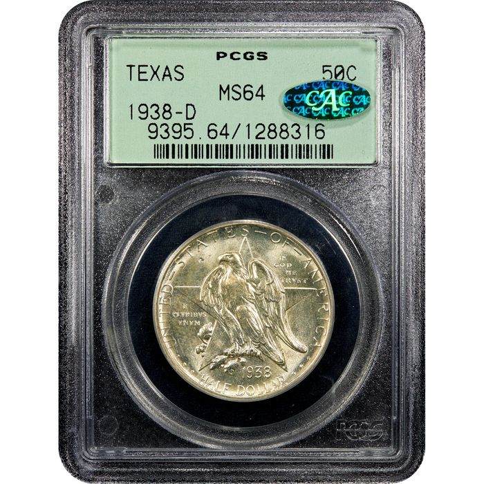1938-D Texas Commemorative Half Dollar (50c) OGH Obverse Slab Image