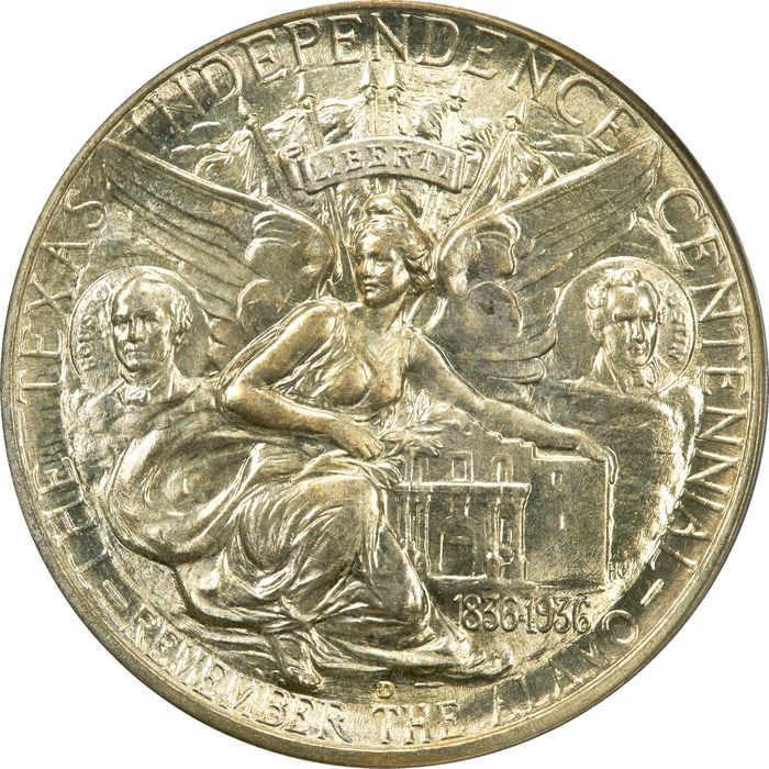 1938-D Texas Commemorative Half Dollar (50c) OGH Reverse Image