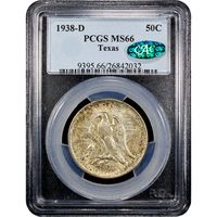 1938-D Texas Commemorative Half Dollar (50c) Obverse Slab Image