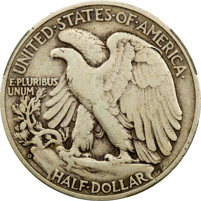 1938-D Walking Liberty Half Dollar (50c) Reverse Image