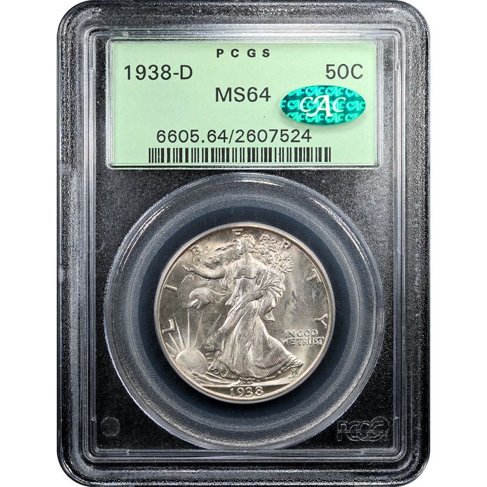 1938-D Walking Liberty Half Dollar (50c) OGH Obverse Slab Image