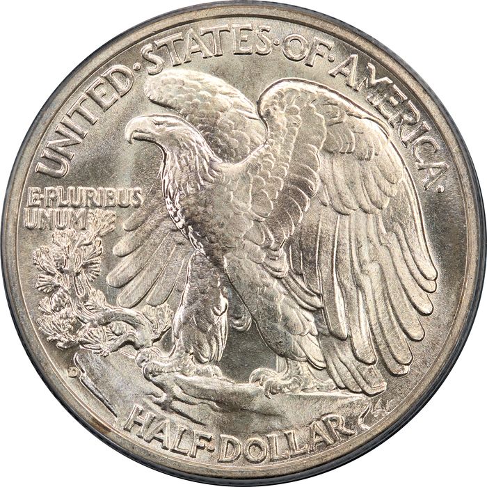 1938-D Walking Liberty Half Dollar (50c) OGH Reverse Image