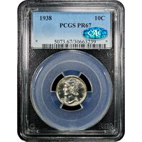 1938 Mercury Dime (10c) Obverse Slab Image
