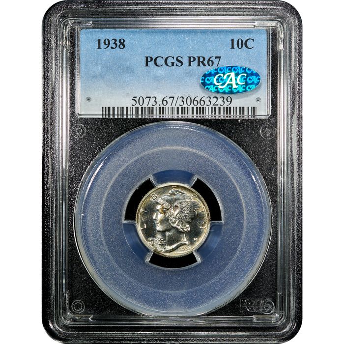 1938 Mercury Dime (10c) Obverse Slab Image