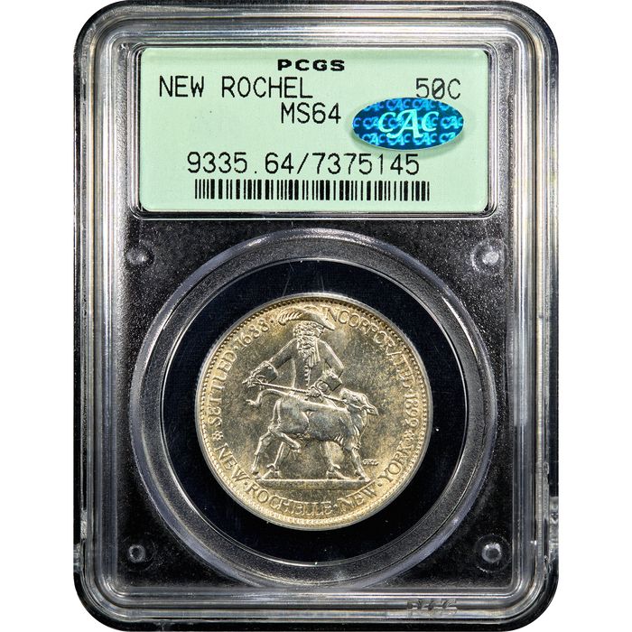 1938 New Rochelle Commemorative Half Dollar (50c) OGH Obverse Slab Image