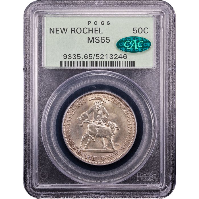 1938 New Rochelle Commemorative Half Dollar (50c) OGH Obverse Slab Image