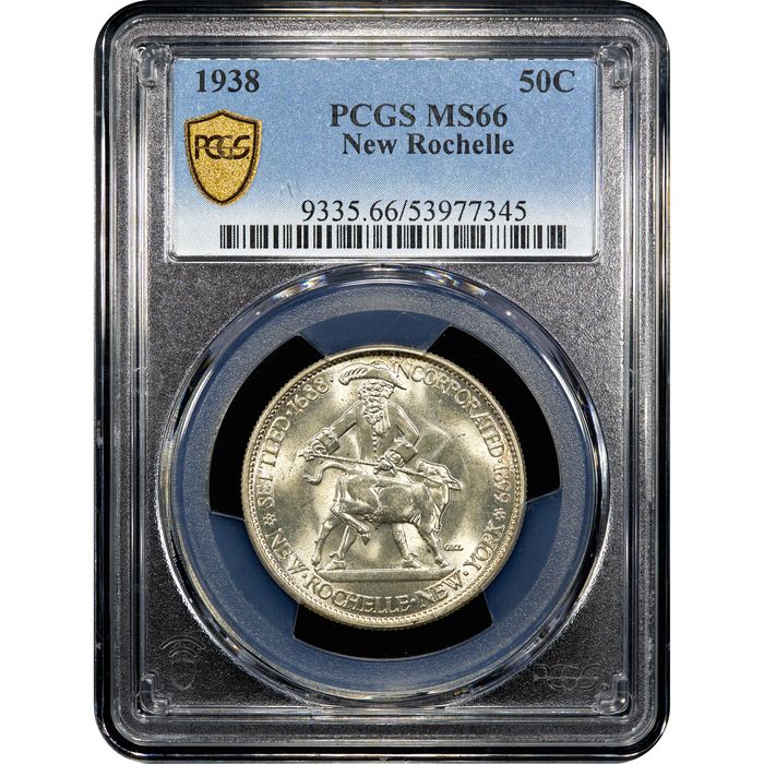 1938 New Rochelle Commemorative Half Dollar (50c) Obverse Slab Image