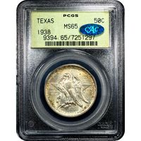 1938 Texas Commemorative Half Dollar (50c) OGH Obverse Slab Image