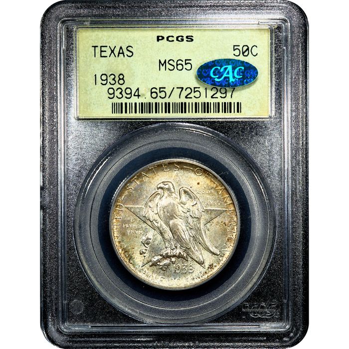 1938 Texas Commemorative Half Dollar (50c) OGH Obverse Slab Image
