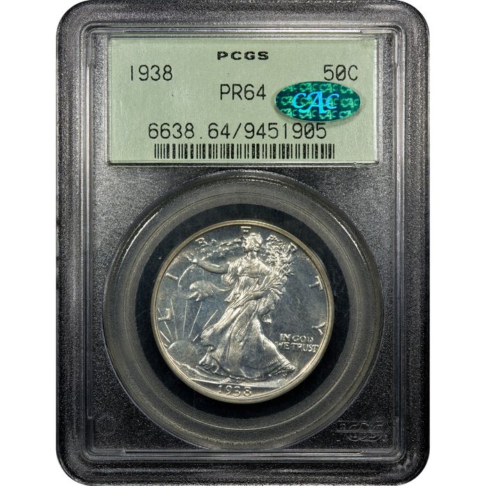 1938 Walking Liberty Half Dollar (50c) OGH Obverse Slab Image