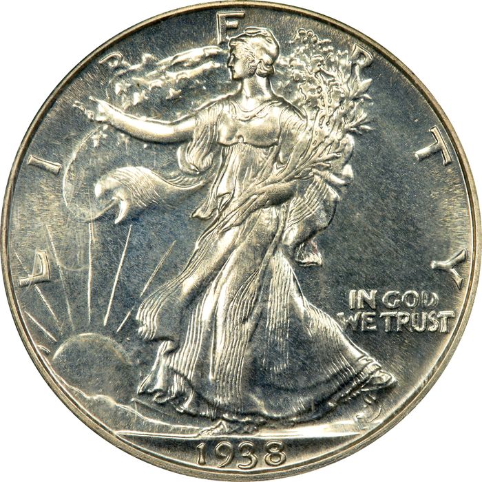 1938 Walking Liberty Half Dollar (50c) OGH Obverse Image
