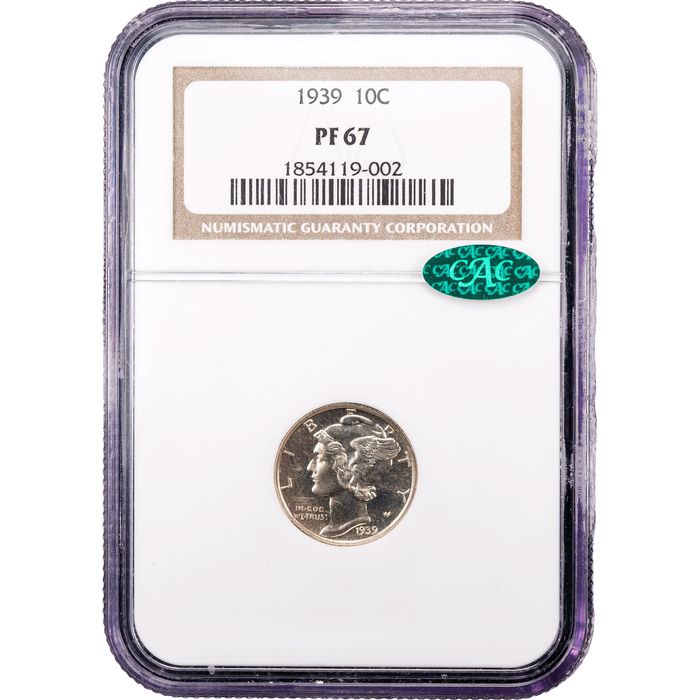 1939 Mercury Dime (10c) Obverse Slab Image