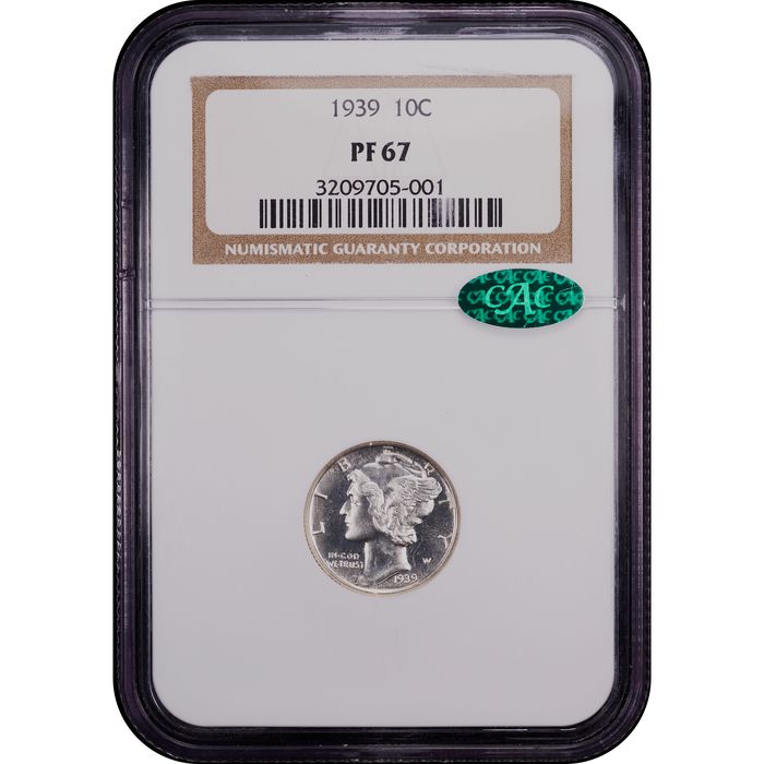 1939 Mercury Dime (10c) Obverse Slab Image