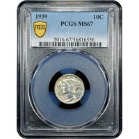 1939 Mercury Dime (10c) Obverse Slab Image
