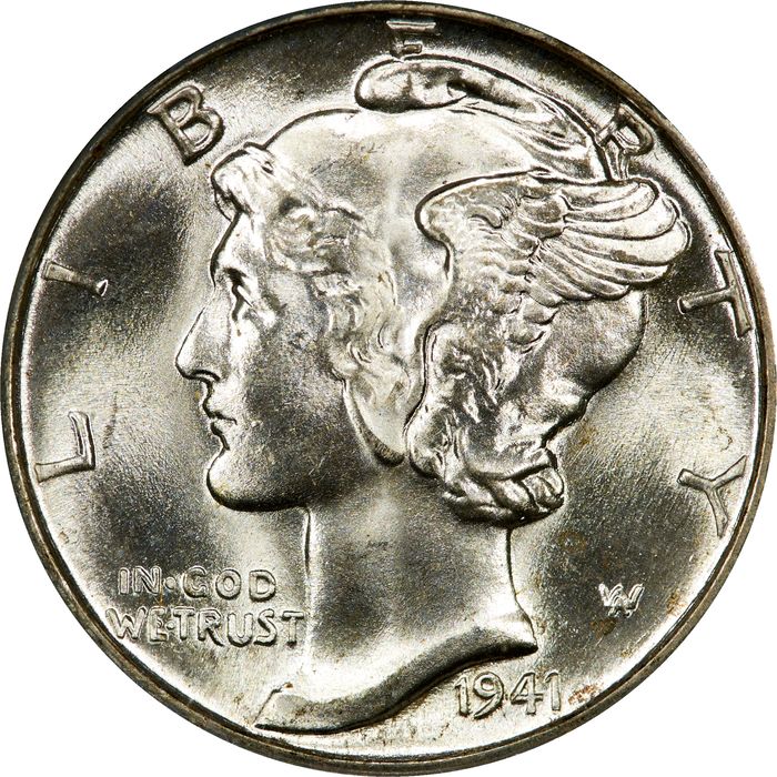 1941-D Mercury Dime (10c) OGH Photo 3