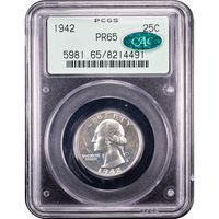1942 Washington Quarter (25c) OGH Obverse Slab Image