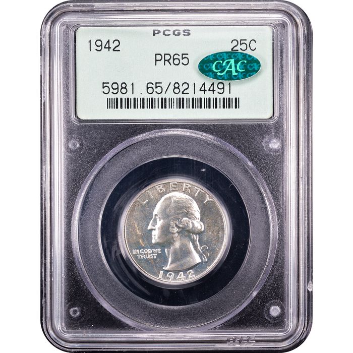 1942 Washington Quarter (25c) OGH Obverse Slab Image