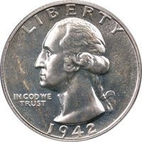 1942 Washington Quarter (25c) OGH Obverse Image