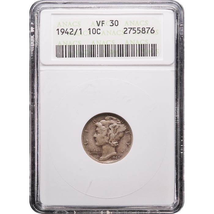 1942/1 Mercury Dime (10c) Obverse Slab Image
