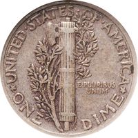 1942/1 Mercury Dime (10c) Reverse Image