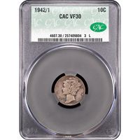 1942/1 Mercury Dime (10c) Obverse Slab Image