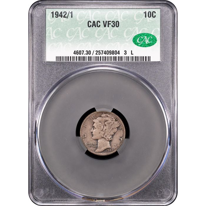 1942/1 Mercury Dime (10c) Obverse Slab Image