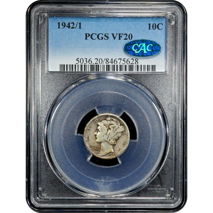 1942/1 Mercury Dime (10c) Obverse Slab Image