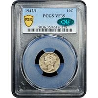 1942/1 Mercury Dime (10c) Obverse Slab Image