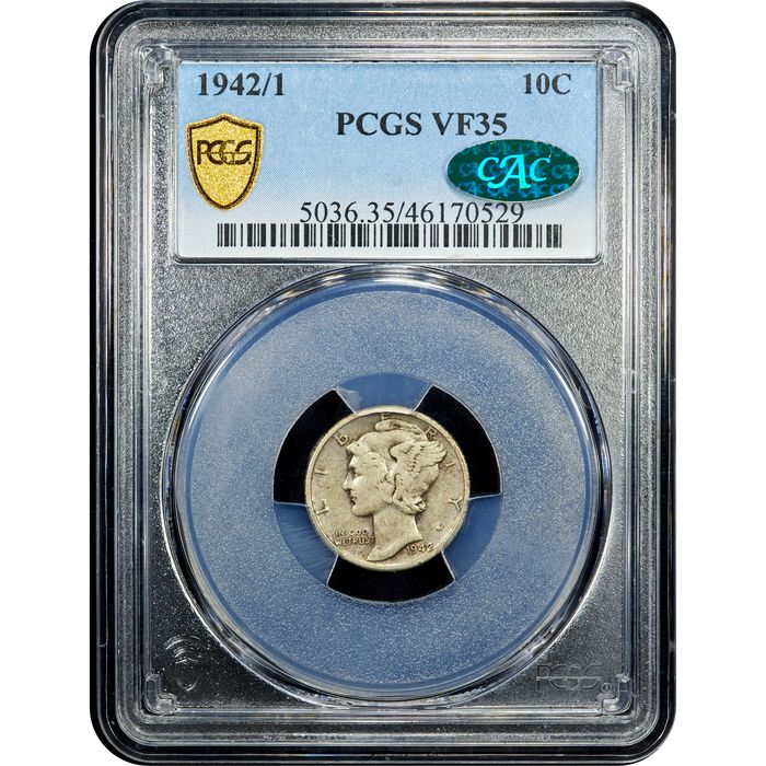 1942/1 Mercury Dime (10c) Obverse Slab Image