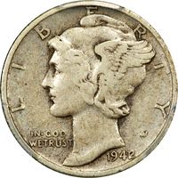 1942/1 Mercury Dime (10c) Obverse Image