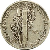 1942/1 Mercury Dime (10c) Reverse Image